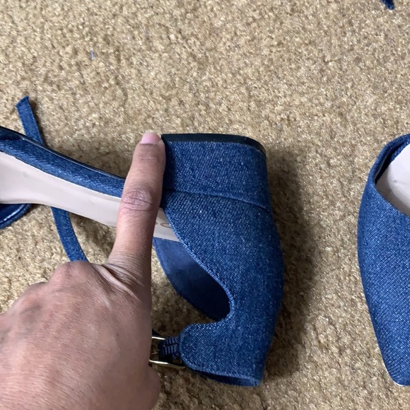 Jeans material blue flats with a little 1 1/2 inch heel. Aldo brand. - Picture 6 of 7